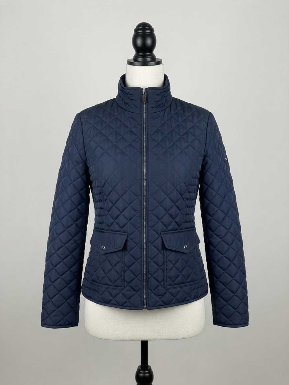 Tommy Hilfiger Navy Quilted Zip-Front Puffer Jacket